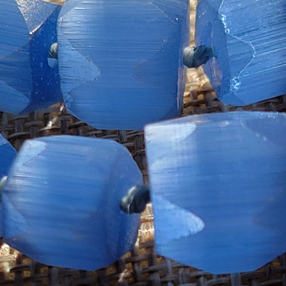 Vintage Vogue Czech Blue Atlas Glass 2 Strand Necklace Earring Set 1930s Rare - Picture 6 of 9